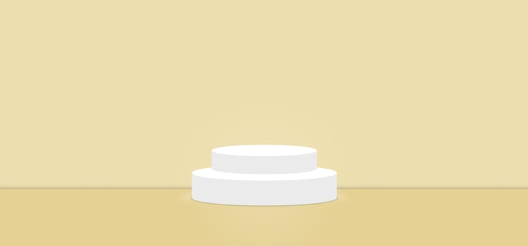 Vanilla Custard color abstract with stage podium display platform, modern studio, wall scene fashion, stage podium scene with for Award Ceremony and colorful presentation simple art spotlight summer banner. 3D rendering.