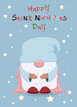 Saint Nicholas Day postcard. Angel Helper of St. Nicholas.