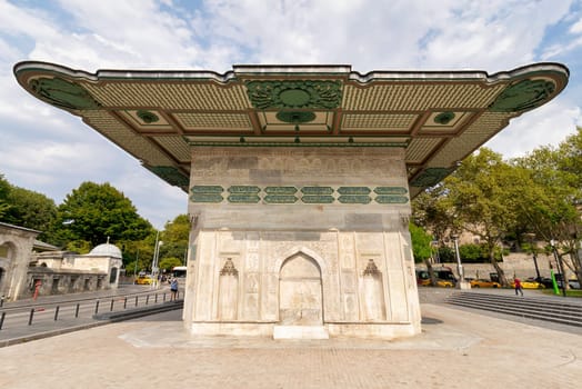Kilic Ali Pasha Fountain, Kilic Ali Pasa Cesme, or Tophane fountain, an 18th century public water fountain, or Sabil, built by Ottoman sultan Mahmud I, suited at Beyoglu District, Istanbul, Turkey