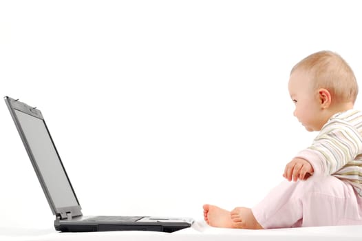 baby having fun with laptop #13
