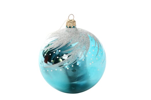 The beautiful gift  new year ball costs on white isolated new year ball