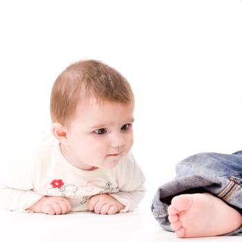 Cute asian baby is happy and playfull