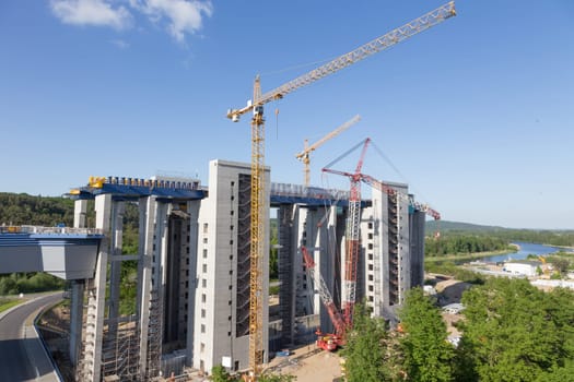 Construction site of the new ship lift in Niederfinow
