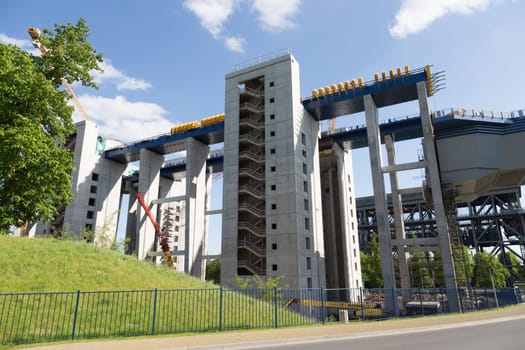 Construction site of the new ship lift in Niederfinow,Brandenburg