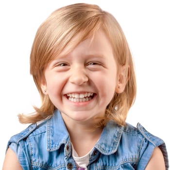 Cute happy girl laughing and having fun