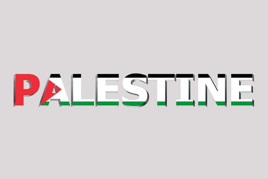 3D Flag of Palestine on a text background.