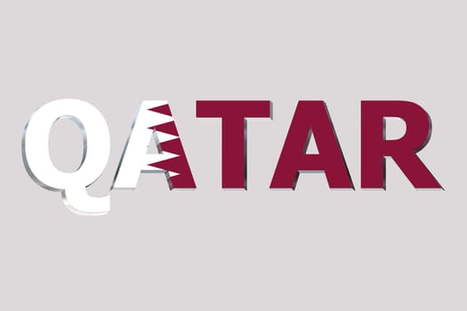 3D Flag of Qatar on a text background.