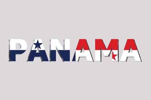 3D Flag of Panama on a text background.
