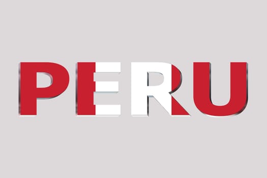 3D Flag of Peru on a text background.