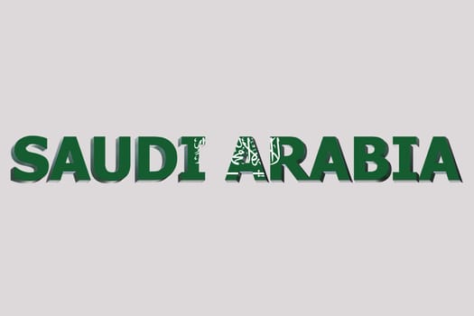 3D Flag of Saudi Arabia on a text background.
