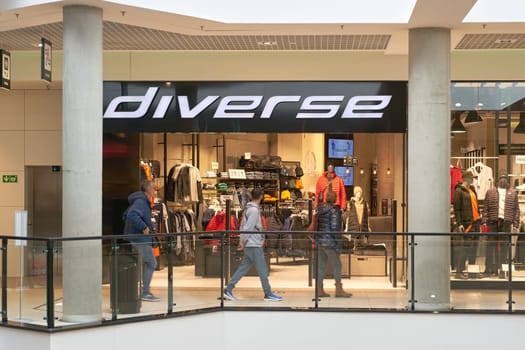 Store of the Polish clothing brand Diverse, founded in 1993, in a shopping center in Swinoujscie, Poland