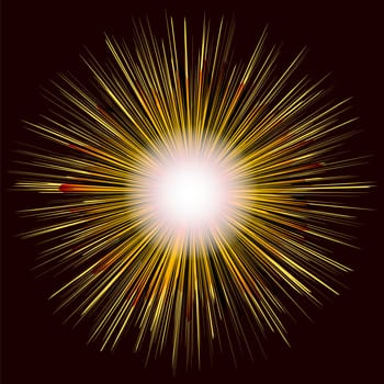 Explode Flash, Cartoon Explosion, Star Burst on Dark Background.