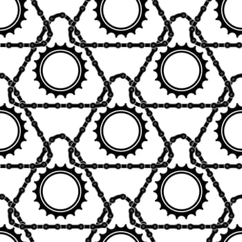 Different Bicycle Chain Frames Seamless Pattern Isolated on White Background.