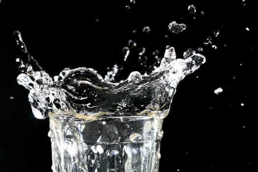 splash in glass on dark background