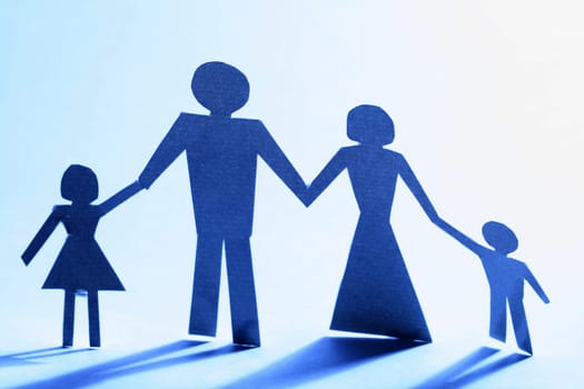 family paper his her and two child