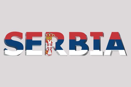3D Flag of Serbia on a text background.
