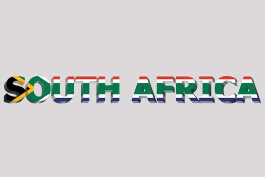 3D Flag of South Africa on a text background.