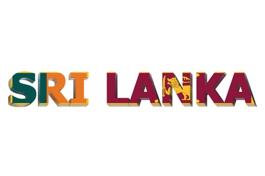 3D Flag of Sri Lanka on a text background.