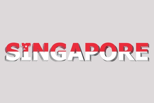 3D Flag of Singapore on a text background.