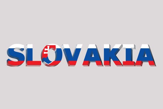 3D Flag of Slovakia on a text background.