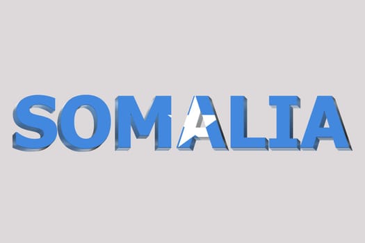 3D Flag of Somalia on a text background.