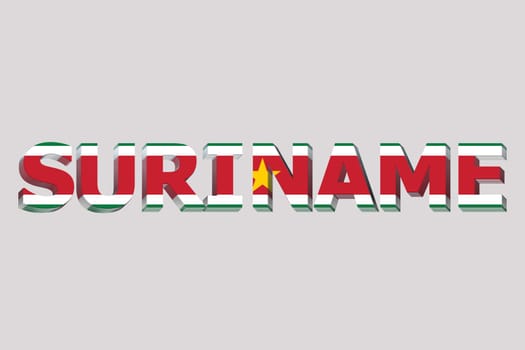 3D Flag of Suriname on a text background.