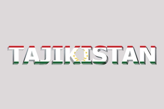 3D Flag of Tajikistan on a text background.
