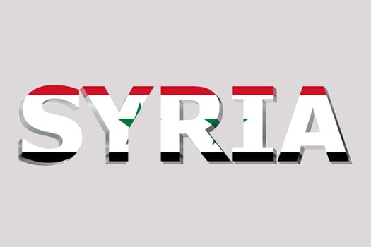 3D Flag of Syria on a text background.