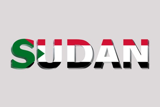 3D Flag of Sudan on a text background.