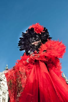 VENICE, ITALY - Febrary 23 2019: The masks of the Venice carnival 2019.