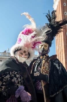 VENICE, ITALY - Febrary 23 2019: The masks of the Venice carnival 2019.