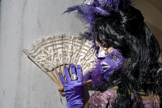 VENICE, ITALY - Febrary 23 2019: The masks of the Venice carnival 2019.