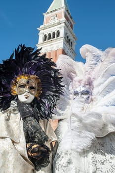 VENICE, ITALY - Febrary 23 2019: The masks of the Venice carnival 2019.