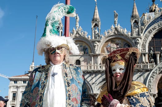 VENICE, ITALY - Febrary 23 2019: The masks of the Venice carnival 2019.