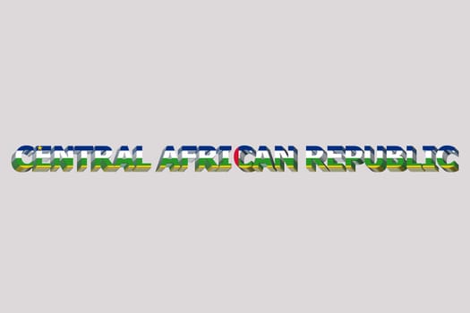 3D Flag of Central African Republic on a text background.