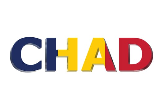 3D Flag of Chad on a text background.