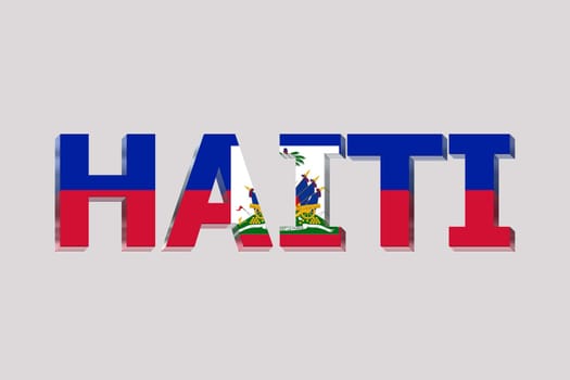 3D Flag of Haiti on a text background.