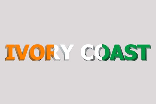 3D Flag of Ivory Coast on a text background.
