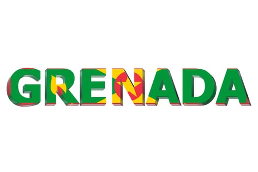 3D Flag of Grenada on a text background.