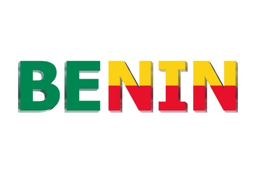 3D Flag of Benin on a text background.