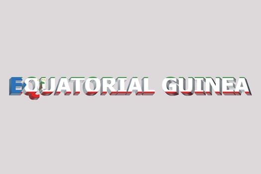 3D Flag of Equatorial Guinea on a text background.