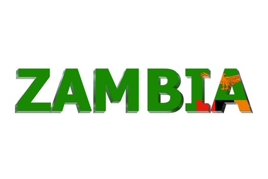 3D Flag of Zambia on a text background.