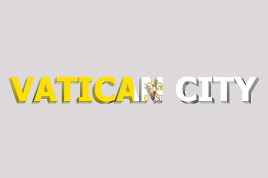 3D Flag of Vatican City on a text background.