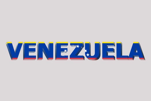 3D Flag of Venezuela on a text background.