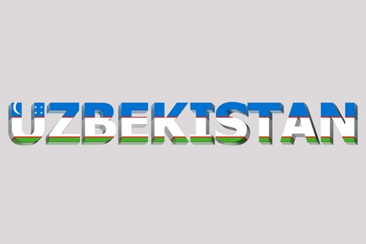 3D Flag of Uzbekistan on a text background.