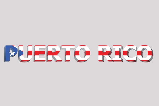 3D Flag of Puerto Rico on a text background.