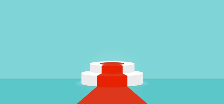 Limpet Shell color abstract with stage podium display platform, modern studio, wall scene fashion, stage podium scene with for Award Ceremony and colorful presentation simple art spotlight summer banner. 3D rendering.