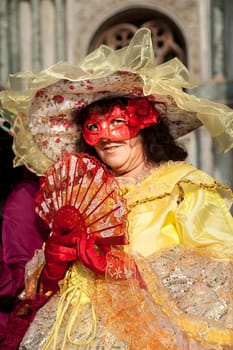 VENICE, ITALY - Febrary 22 2019: The masks of the Venice carnival 2019