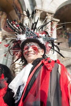 VENICE, ITALY - Febrary 22 2019: The masks of the Venice carnival 2019