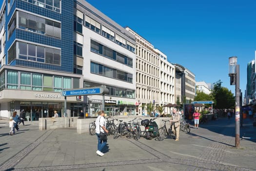 Street scene in Berlin's oldest pedestrian zone, Wilmersdorfer Strasse, one of the city's most popular shopping streets in Berlin